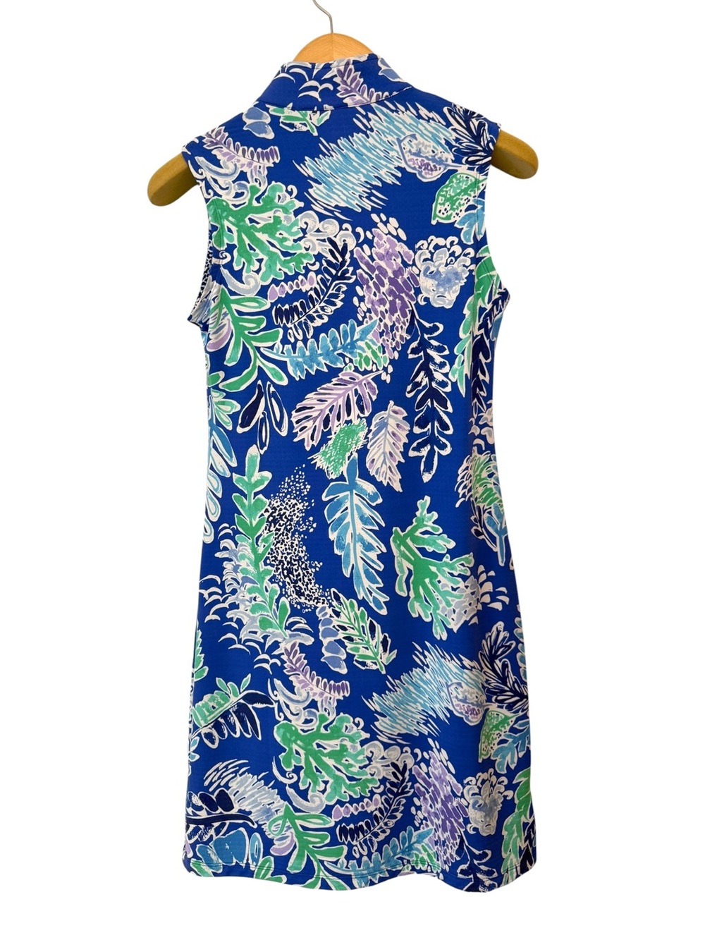 IBKUL Sleeveless Mock Neck 1/4 Zip Botanical Print Golf Dress UPF XS - Picture 2 of 9
